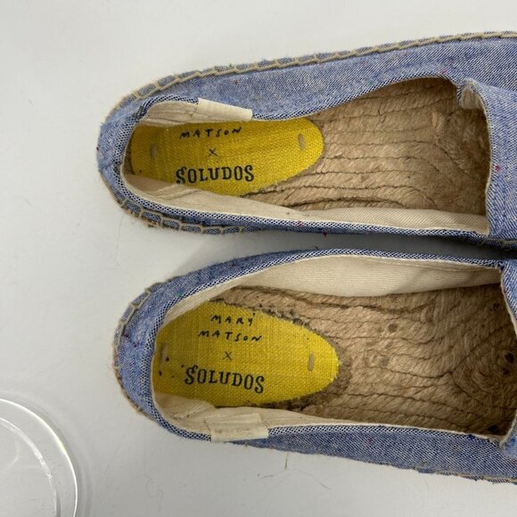 SOLUDOS X MARY MATSON Blue Yellow Sunshine Slip On Espadrille Flats Shoes Size 8 - Picture 7 of 10
